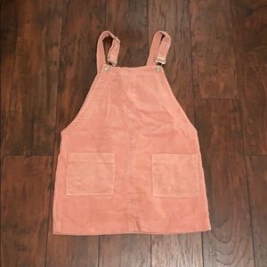 Baby pink corduroy overall dress